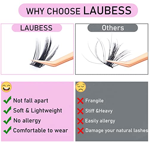 Image of Eyelash Clusters LAUBESS Lash Clusters Individual Lashes Cluster Eyelash Extensions DIY at Home Waterproof Cluster Lashes (Manga)