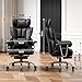 Efomao Bürostuhl, Chefsessel Ergonomischer bis 200kg, PU-Leder Schreibtischstuhl mit Fußstütze und Lendenwirbelstütze, Höhenverstellbar Home Office Stuhl
