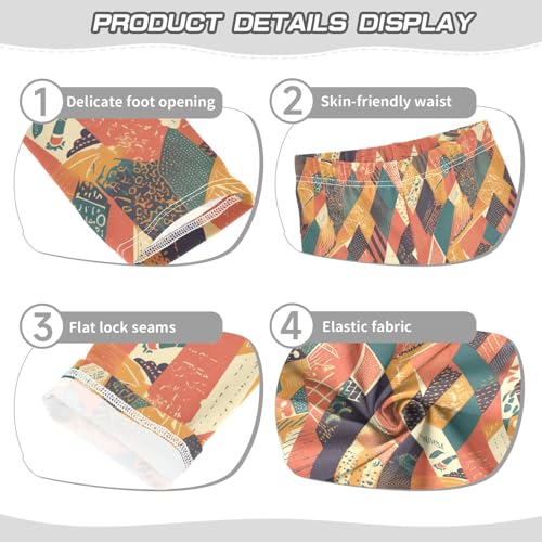 Colored African Patchwork Motifs Kids Baby Girls Legging Fashion High Waisted Pants Exercise3