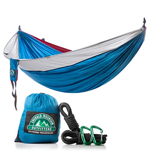 Emerald Mountain 2 Person Camping Hammock - Double Hammock, Parachute Nylon, Snag-Proof Carabiners