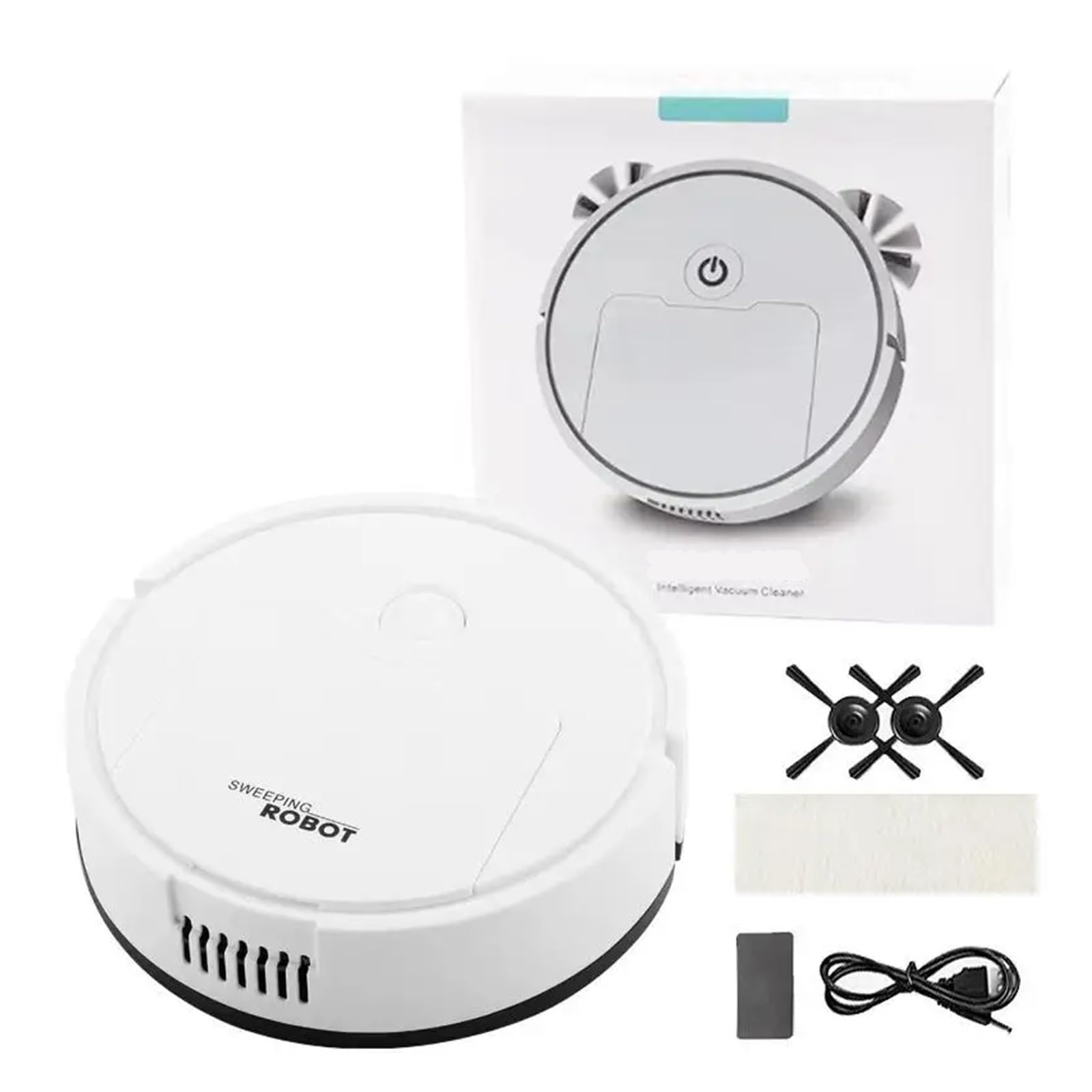 EWsdsfs Smart Sweeping Robot Vacuum Clean Fully Automatic 3-in-1 Suction Sweep and Mop Smart Sweeper 50000Pa Strong Suction(White)