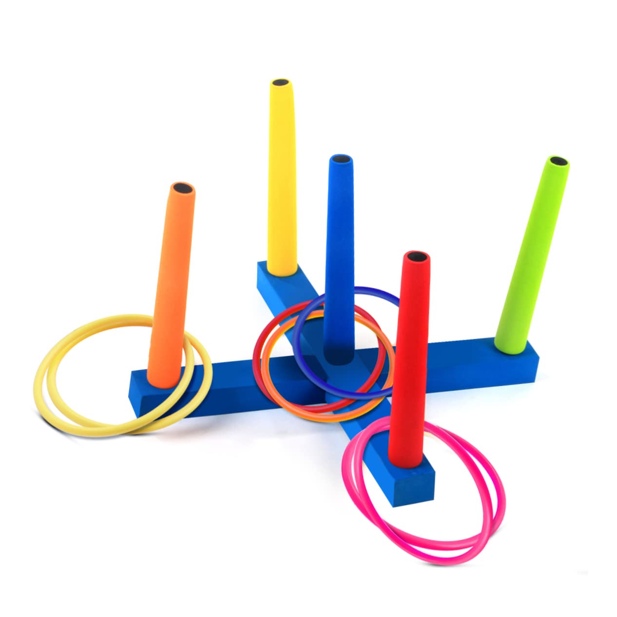 POPETPOP Ring Set for Boys and Girls Adults 32pcs Plastic Pool Rings Safe Outdoor and Girls Educational Exercise Toy Bottle Toss Carnival Game Random