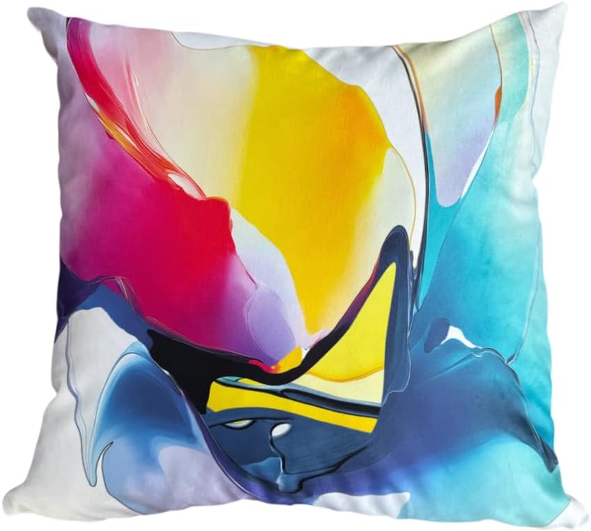 Abstract 24x24 Inch Throw Pillow Case, Double-Sided Printed Colorful Art Cushion Cover for Modern Living Room, Bedroom
