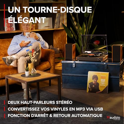 Audizio RP335 Platine Vinyle Bluetooth avec Enceintes 2x40W, Design Élégant, Lecture USB, 3 Vitesses, Fonction Enregistreur, Idéal pour Les Audiophiles et Collectionneurs de Vinyles - Les Beatles, Paul McCartney, John Lennon, RIngo Starr, George Harrison Audizio RP335 Platine Vinyle Bluetooth avec Enceintes 2x40W, Design Élégant, Lecture USB, 3 Vitesses, Fonction Enregistreur, Idéal pour Les Audiophiles et Collectionneurs de Vinyles – Image 6