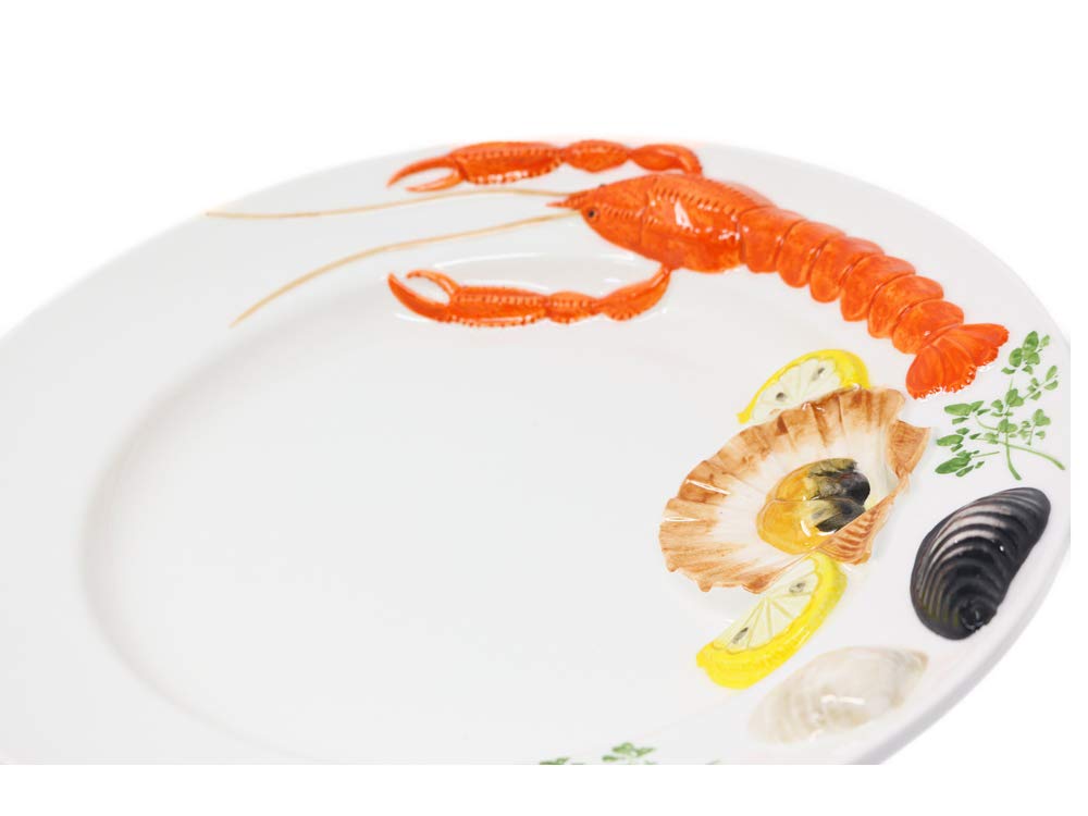 Amazon.co.jp: ロブスター柄 ラウンドプレート 30x30 h4 イタリア製