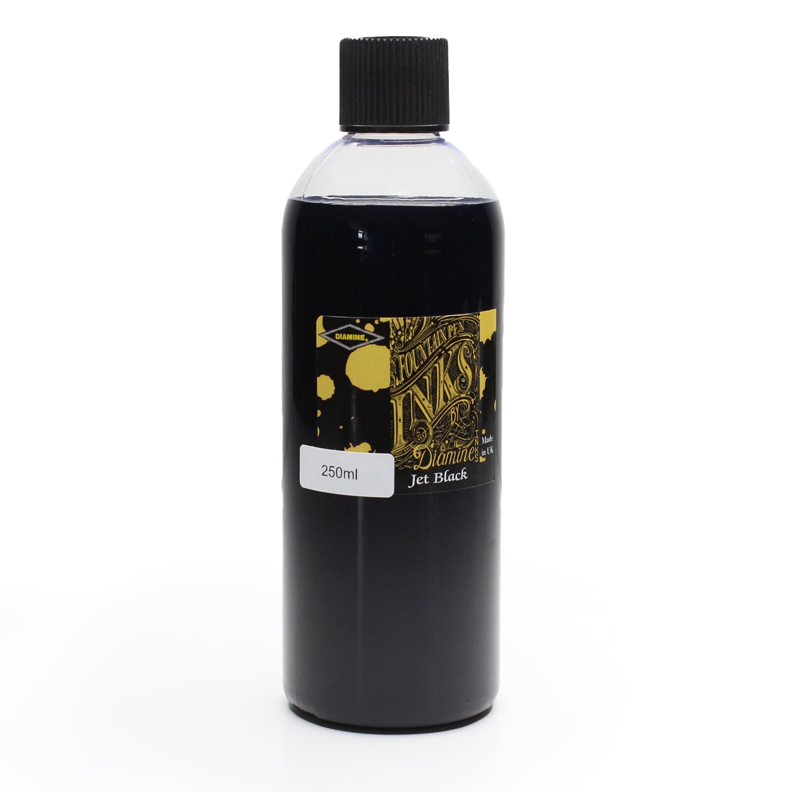 Diamine Ink Bottles - Choose Colour & Bottle Size 80ml/250ml/500ml, Perfect for Artists, Writers, Schools, Large Workplaces (250ml, Jet Black)