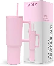 1200ML Stainless Steel Tumbler with Lid and Straw, Hot and Cold Double Insulated Sipper Mug, 100% Leak Proof Coffee Tumbler Cupholder for Office, Gym, Travelling (Pink)