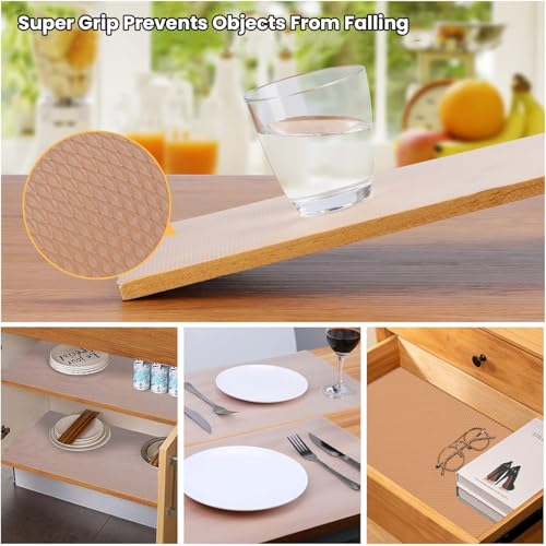 Image of Go Hooked EVA Anti Slip Fridge Mat Roll 45cm x 5m | Waterproof Shelf Liner for Kitchen Cabinet, Drawer, Refrigerator & Wardrobe | Food Grade Washable Cuttable Reusable Place Mat (Transparent)