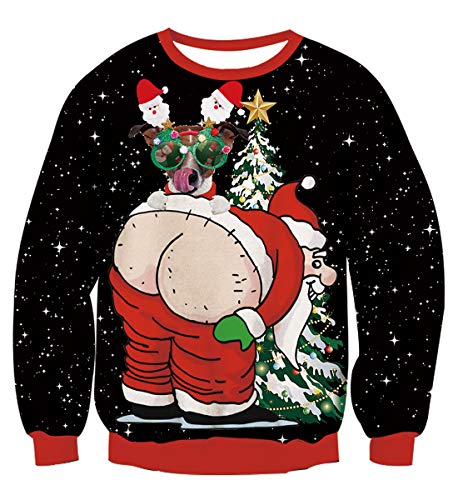 Uideazone Print Xmas Sloth Shirt Collage Ugly Christmas Sweater Pullover Sweatshirts #TOP10