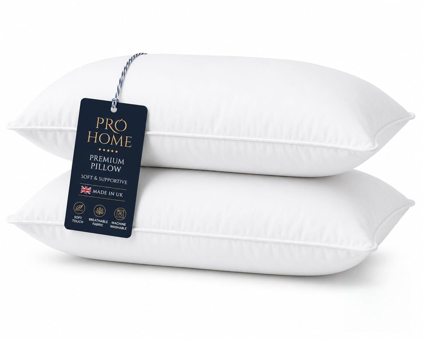 Pro Home Pillows 2 Pack – Hotel Quality Bed Pillows for Neck and Shoulder Pain, Soft Firm Pillows Pack of 2, Side Sleeper Pillow, Bed Pillow for Everyday Sleep