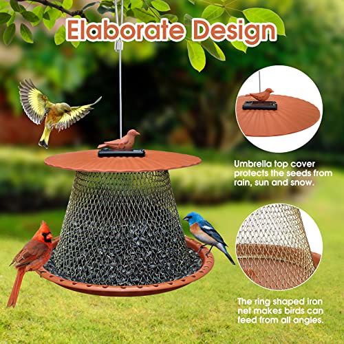 Gesail Solar Bird Feeders For Outdoors Hanging, 5 Lbs Large Capacity Solar Powered Folding Rustproof Hanging Bird Feeder For Cardinals, Gift Ideas For Bird Lovers For Garden Patio Yard Porch Window #TOP3