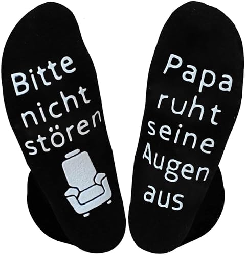 Zkxiyuan Regali di compleanno per uomini, regali divertenti per papà, si prega di non disturbare il papà riposa gli occhi dai calzini, Nero -Papa1, Taglia unica