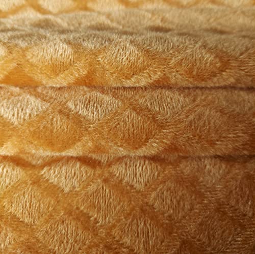 Image of Sunflower 3 Meter Yellow Velvet Solid Dyed Fabric Decorative Soft Smooth Silky Cloth for Sofa, Furnishing, Upholstery, Curtains, Cushions and Craft Width 137CMS