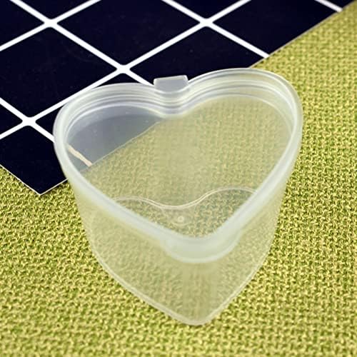 HEALLILY Heart Shaped Slime Storage Containers Transparent Plastic Box with Lids Refillable Organizer for Craft Item Small Part Cosmetic Body Scrub Accessory 25PCS
