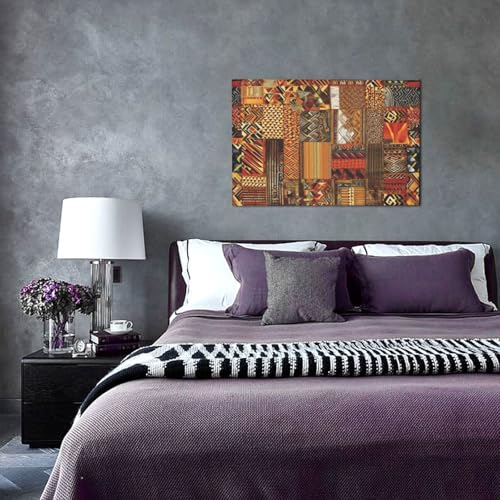 Tableau patchwork africain de qualité supérieure, art moderne sur toile - 4