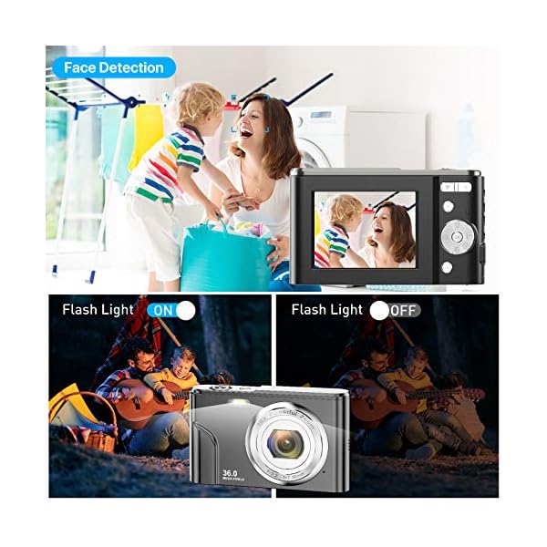 Digitalkamera 1080P HD Mini Videokamera 36MP 2,4 Zoll LCD Wiederaufladbar Studenten Kompaktkamera Pocket Kamera mit 16X… – Bild 5