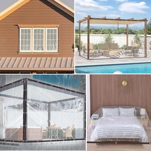 Bache pliable avec oeillets 6x9m transparente contre le vent fort - 8