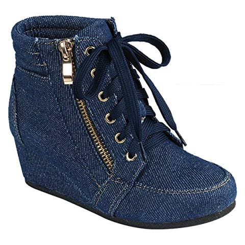 Trends SNJ Women's Fashion Hi Top Wedge Sneakers Ankle Boot Bootie Cover