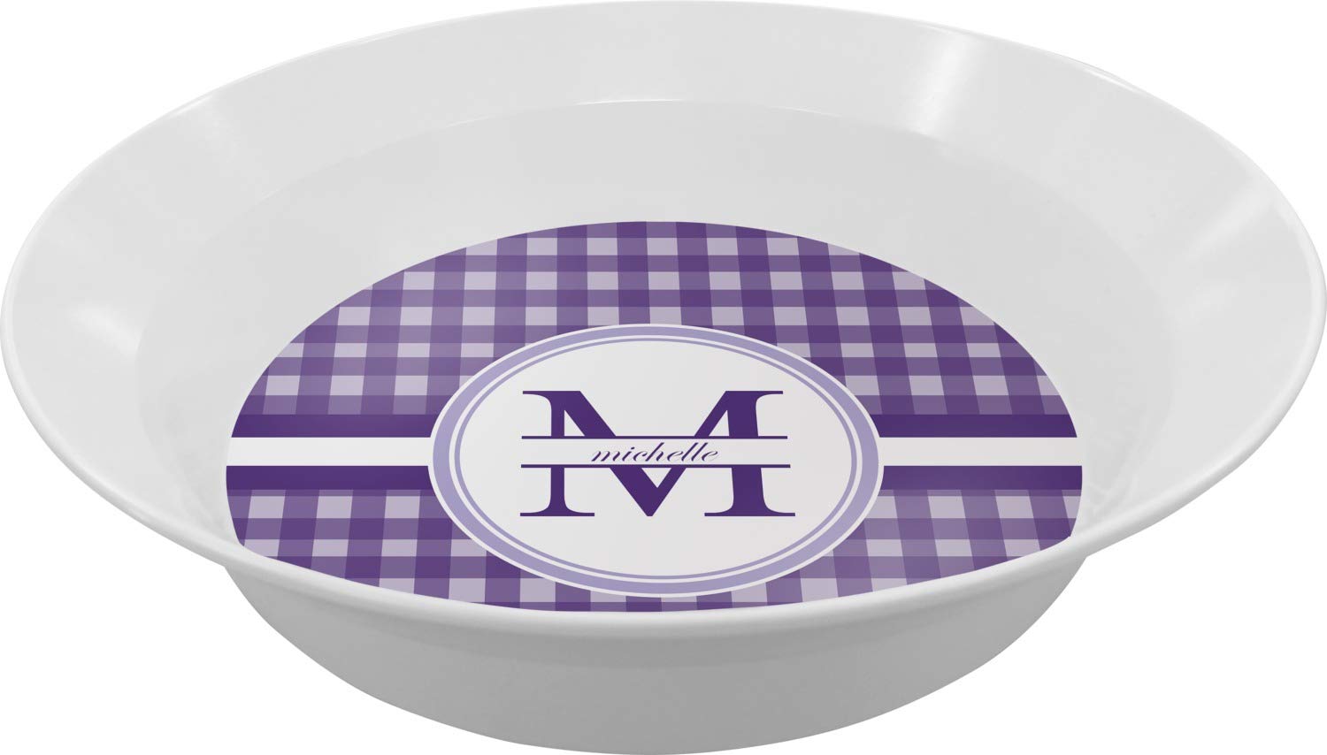 Personalized Gingham Print Melamine Bowl - 12 oz