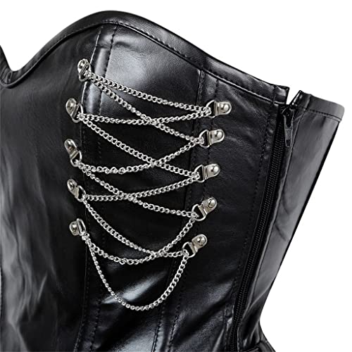 Corset corps pour dames en cuir premium avec baleines d'acier style palais - 5