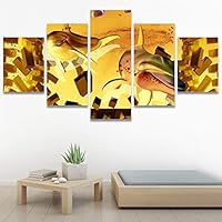SIGNWIN 5 Panel Canvas Wall Art Modern Art Dramatic Fish Jellyfish Marine Life Multicolor Nautical Photography for Home Decorations Ready to Hang - 60