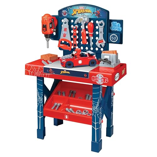 Marvel Spider-Man Bench Set Spiderman Kids Tool Set with Take Apart Car - Marvel Pretend Play Toy Kids 3+ (55 Pieces)