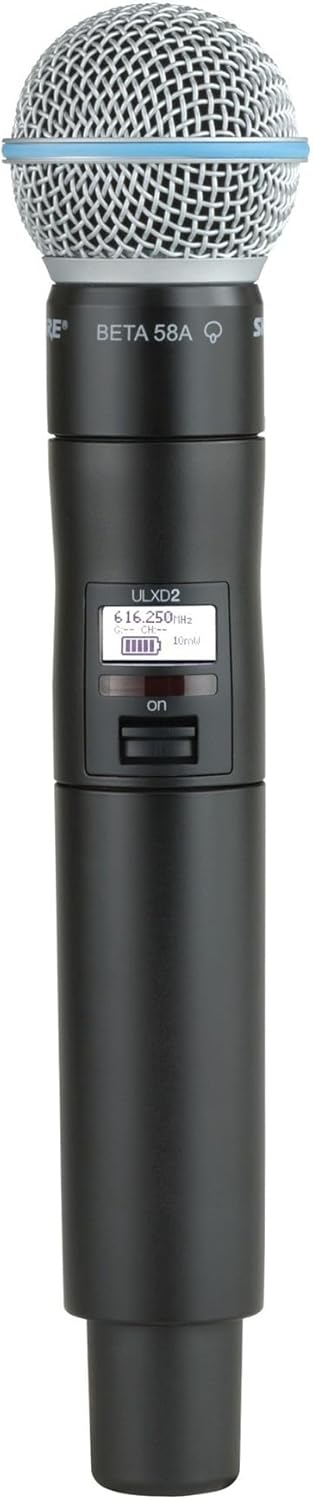 Shure ULXD2/B58 Handheld Transmitter with BETA 58A Vocal Mic Capsule – for use with ULX-D Digital Wireless Microphone Systems, Receiver Sold Separately | H50 Band (ULXD2/B58=-H50)