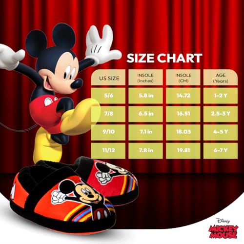 Disney Mickey Mouse Boys Slippers - Plush Lightweight Warm Comfort Soft Aline House Kids Shoes Slippers - Red/Black (size 5-6 Toddler) by Disney - Used condition - Image 6