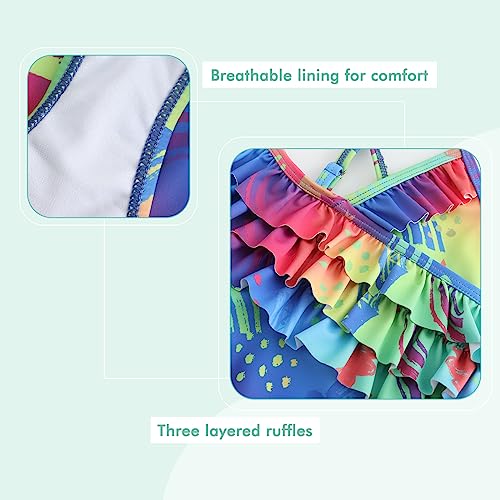 Image of Moon Tree Girls One Piece Swimsuits Ruffle Swimwear Beach Bathing Suit 2-14 Years