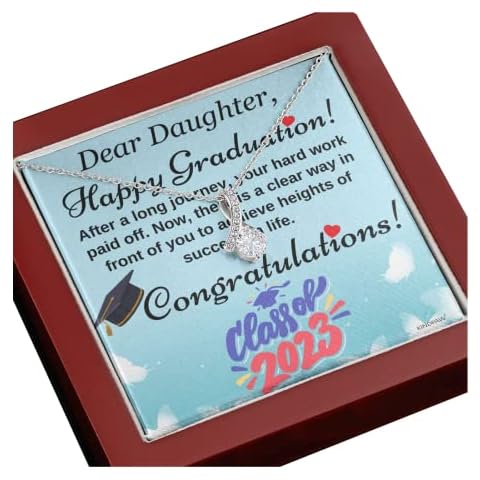 KINDPAW Class of 2023 Graduation Gift Necklace for Daughter from Mom and Dad – Congratulations Petite ribbon-shaped pendant (Happy Graduation) Cover