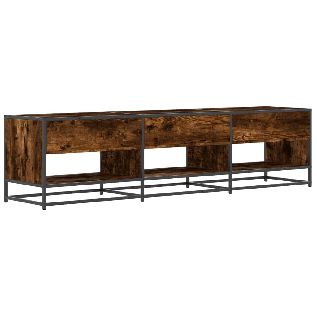 Mobile TV in rovere affumicato, 180 x 40 x 46 cm, in legno con struttura in metallo, 6 ripiani, spazio per soggiorno e camera da letto, portata fino a 70 kg, moderno mobile basso e credenza