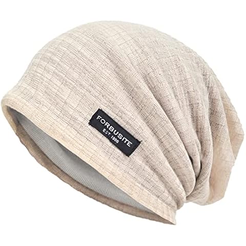 VECRY Men Cool Slouch Beanie Thin Summer Skull Hip-Hop Cap (Cream) Cover