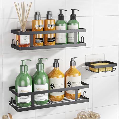 Youvip Adhesive Shower Caddy,Shower Shelves with Soap Holder and 12