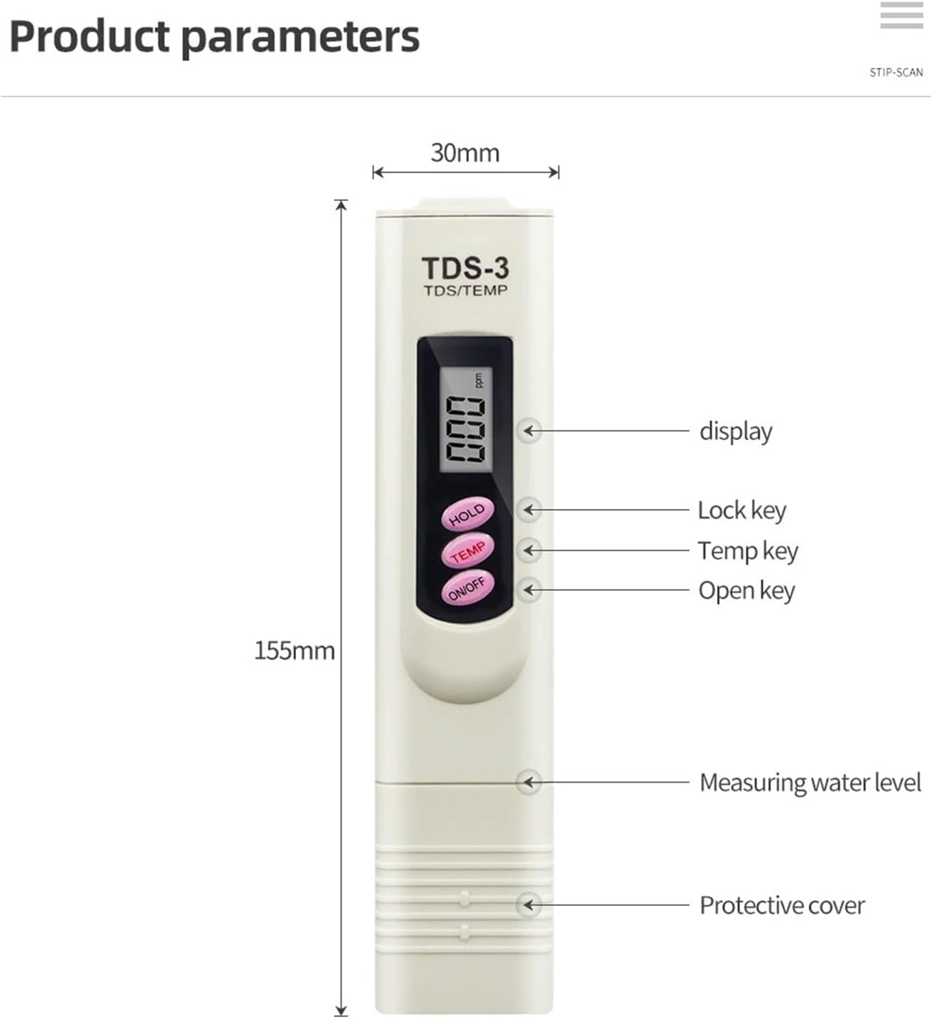Water Test Meter, Digital Water Quality Purity Filter TDS Meter LCD Display TDS Tester 0-9999 PPM Temp Pen Design for Hydroponics Aquariums(Without Leather case)