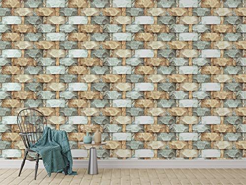 Image of DWELLSINDIA Stone Brick Self Adhesive Wallpaper Waterproof, Scratch Resistant, Laminated 41cm x 244cm
