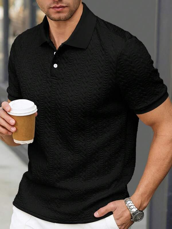 Image of Trillion Jacquard Men's Polo T Shirt for Men | Textured Tshirts for Man (Polyester Blend | Regular Fit)