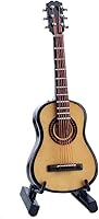 Vista 9 de Guitarra miniatura de madera con soporte y estuche, mini instrumento musical, réplica de guitarra, figuras coleccionables, accesorios de casa