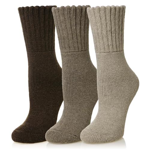 Eyean Merino Wool Socks Thermal Winter Ski Warm Thick Cozy Boot Hiking Socks for Women Men 3 Pairs