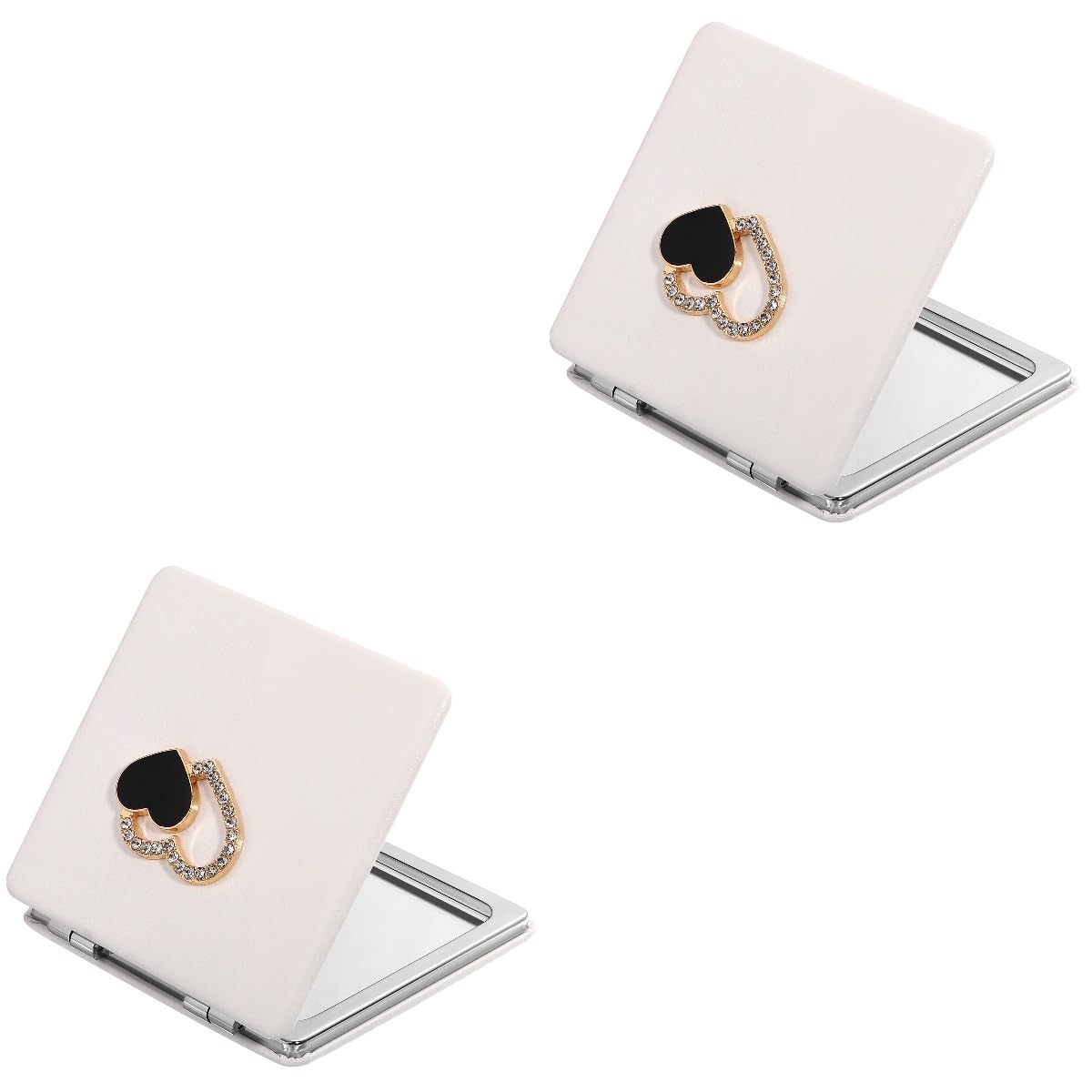 Miroir de maquillage portable mini miroir cosmétique cuir PU pour retouche