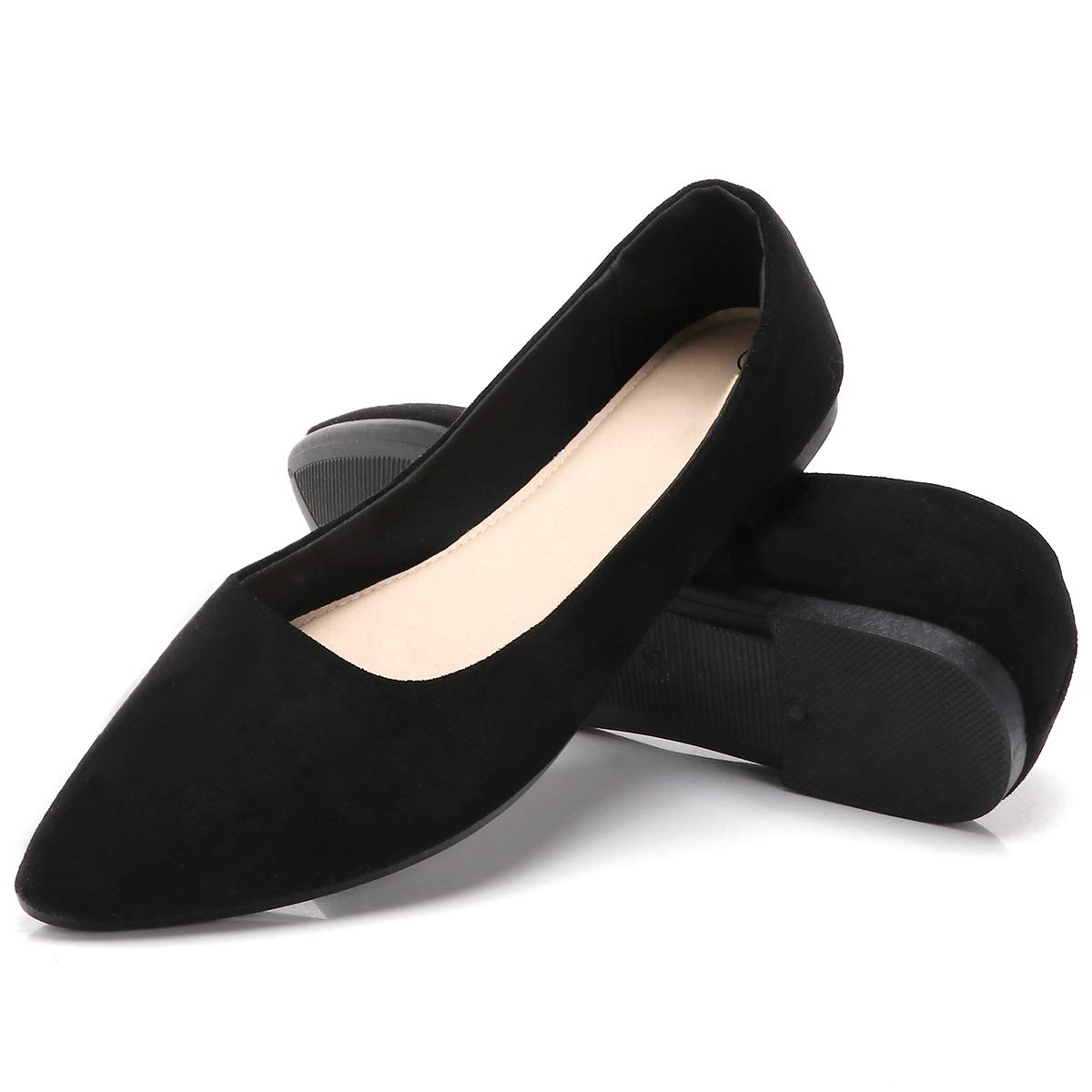 hash bubbieBlack Flats Shoes Women Women's Dress Shoes Suede Dressy Casual Shoes Ballet Flats Loafers Comfortable Slip on Shoes