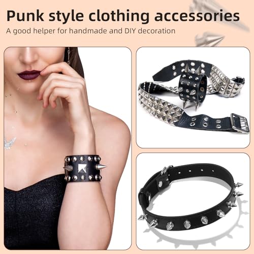 image for QMNNMA 180 Pieces Multiple Sizes Cone Spikes, Screwback Studs Rivets, 