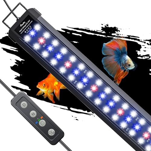 Image of Pawfly 28W Aquarium LED Light for 36 to 42 Inch Extendable Fish Tank Light with Full Spectrum Brilliant White Blue Red Lights with Daytime & Night Modes Timer Auto On /Off Adjustable Brightness