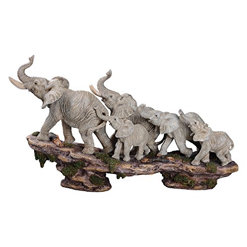 Comfy Hour Our Cute Elephant Friends Collection Wildlife Collection Elephant Family on Cliff Figurine, 10.03