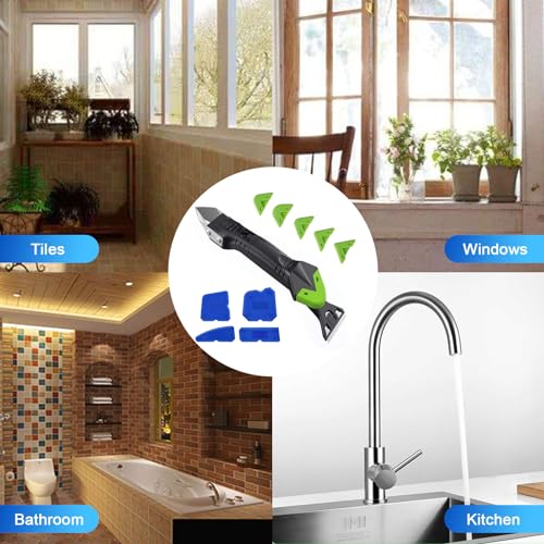 Silikonentferner Werkzeug Set – 4 in 1 Fugenwerkzeug Silikon Abzieher mit 4Pcs Fugenglätter 5 Auswechselbar Silikonpads, Vielseitig für Küche, Bad und Fensterabdichtung