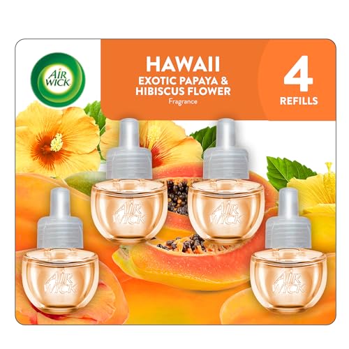 Image of Air Wick Vibrant Plug-In Scented Oil Refills, 3 Count, Hawaii Exotic Papaya & Hibiscus Flower, Air Freshener, Essential Oils, Eco Friendly