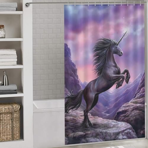 Rideau de douche cheval imperméable polyester avec 12 anneaux