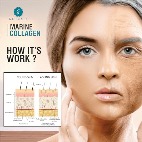 Image of Glowsik Korean Marine Collagen Powder Type 1 Hydrolyzed for Glow Healthy Skin, Hair Collagen Peptides Supplement for Women & Men (Unflavoured - 400 g)