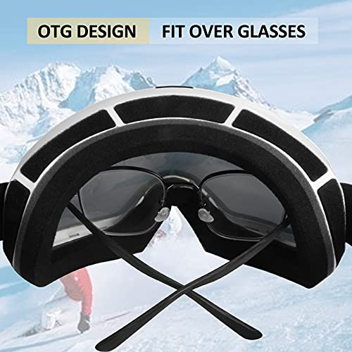Xyop Ski Goggles Winter Snow Sports Goggles 100% Uv400 Protection Otg Double Lens Snowmobile Goggles Snowboard Snow Goggles For Men Women Adult (White Frame + Silver Lens) #TOP2