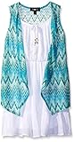 Amy Byer Girls' Solid Gauze Dress with Vest