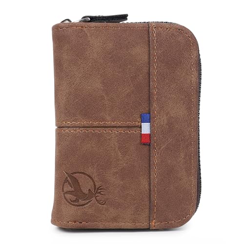 Stealodeal PU Leather Zipper Debit/Credit/ATM Brown Card Holder w...